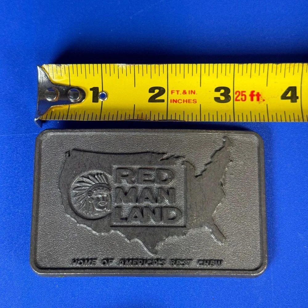 Vintage Red Man Land Belt Buckle Chewing Tobacco Advertising‎ Collectible